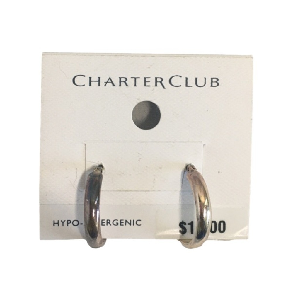 Charter CLUB SILVER TONE HOOP EARRINGS